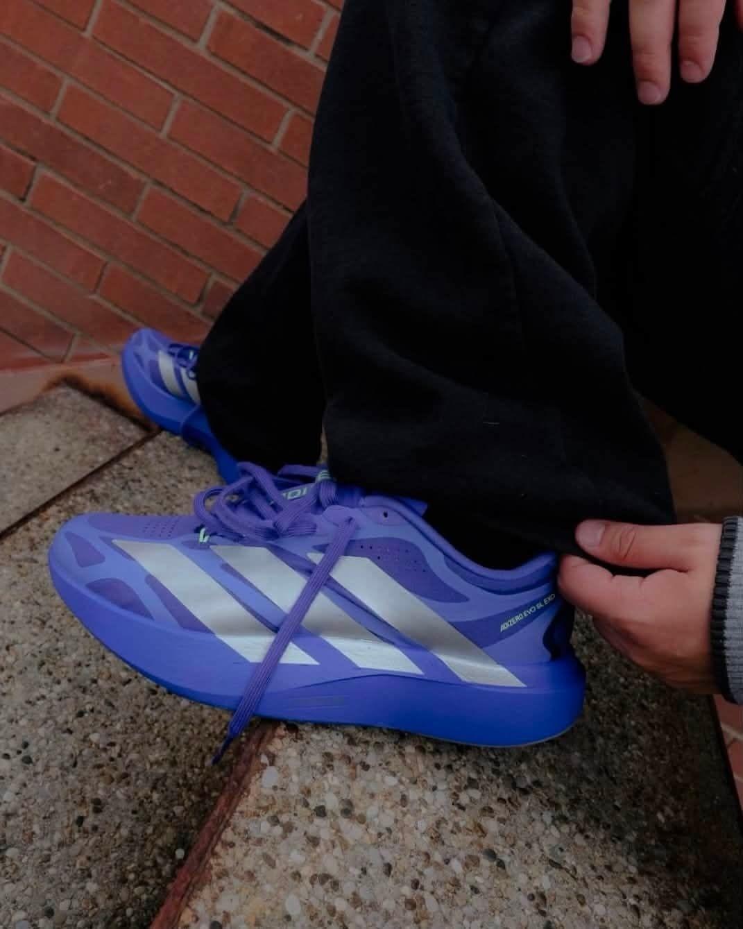Adidas Adizero Evo SL Evo 紫银渐变轻量化竞速训练跑鞋